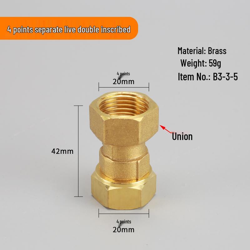 4-Point Dual Male Thread Antique Copper Pipe Extension Connector with Double Female Connection.