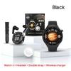 D21 Smartwatch 4 Geschenkset mit Air39 Bluetooth-Ohrhörern Rundes Zifferblatt Relojes Montre Connecte 2 in 1 Smartwatch mit TWS-Ohrhörer
