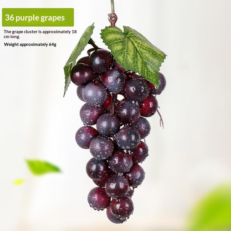 1Pcs Realistic Plastic Artificial Grapes Bunches Simulation Fake Fruit with Leaves for Vintage Home Decor Party Table Display