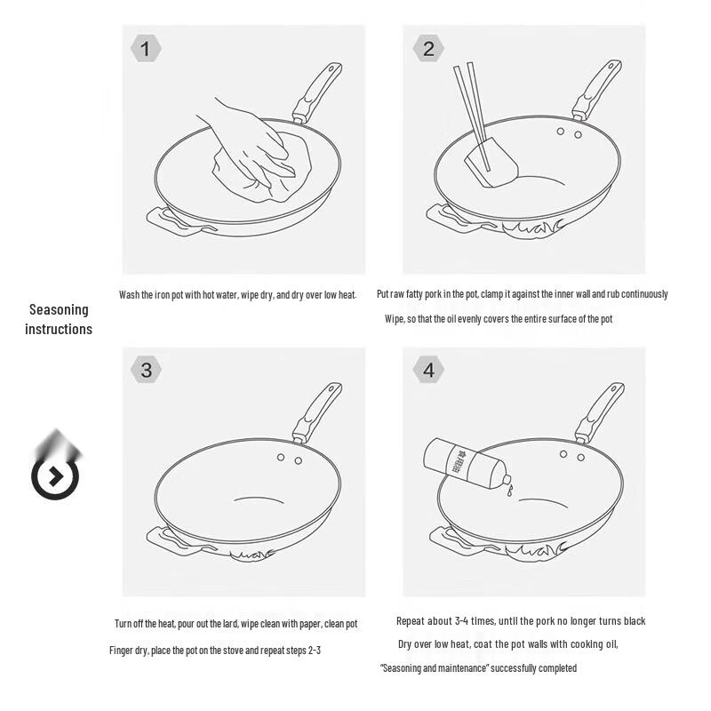 Supor 30cm Cast Iron Flat-Bottom Wok