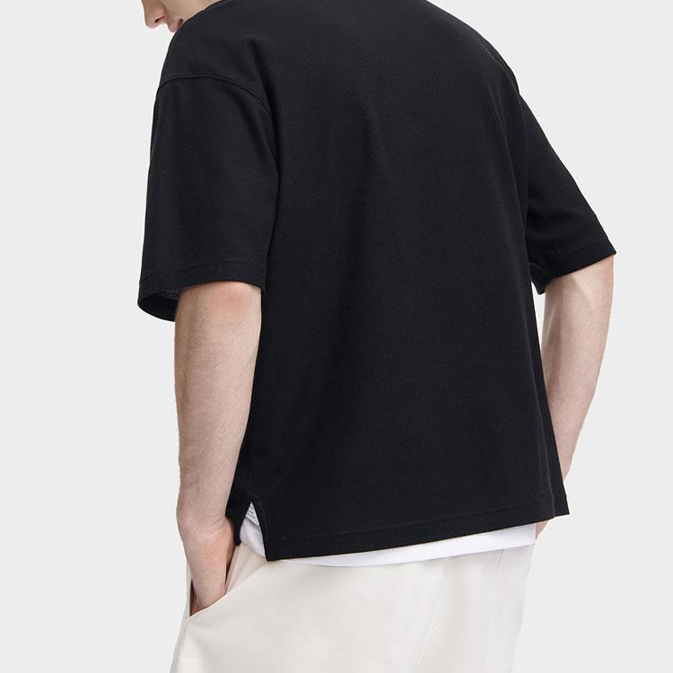 Fila Valentines Day American Series Letter Print Casual Loose Short Sleeve Polo Shirt Unisex Polo Shirts Black F11U329105F-BK