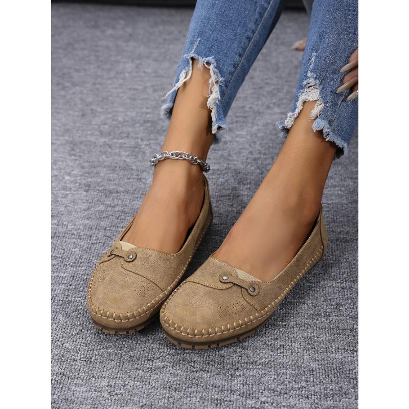 Women's Embroidered Moccasin Loafers with Memory Foam Insole Non-slip Comfortable Flats for Daily Wear