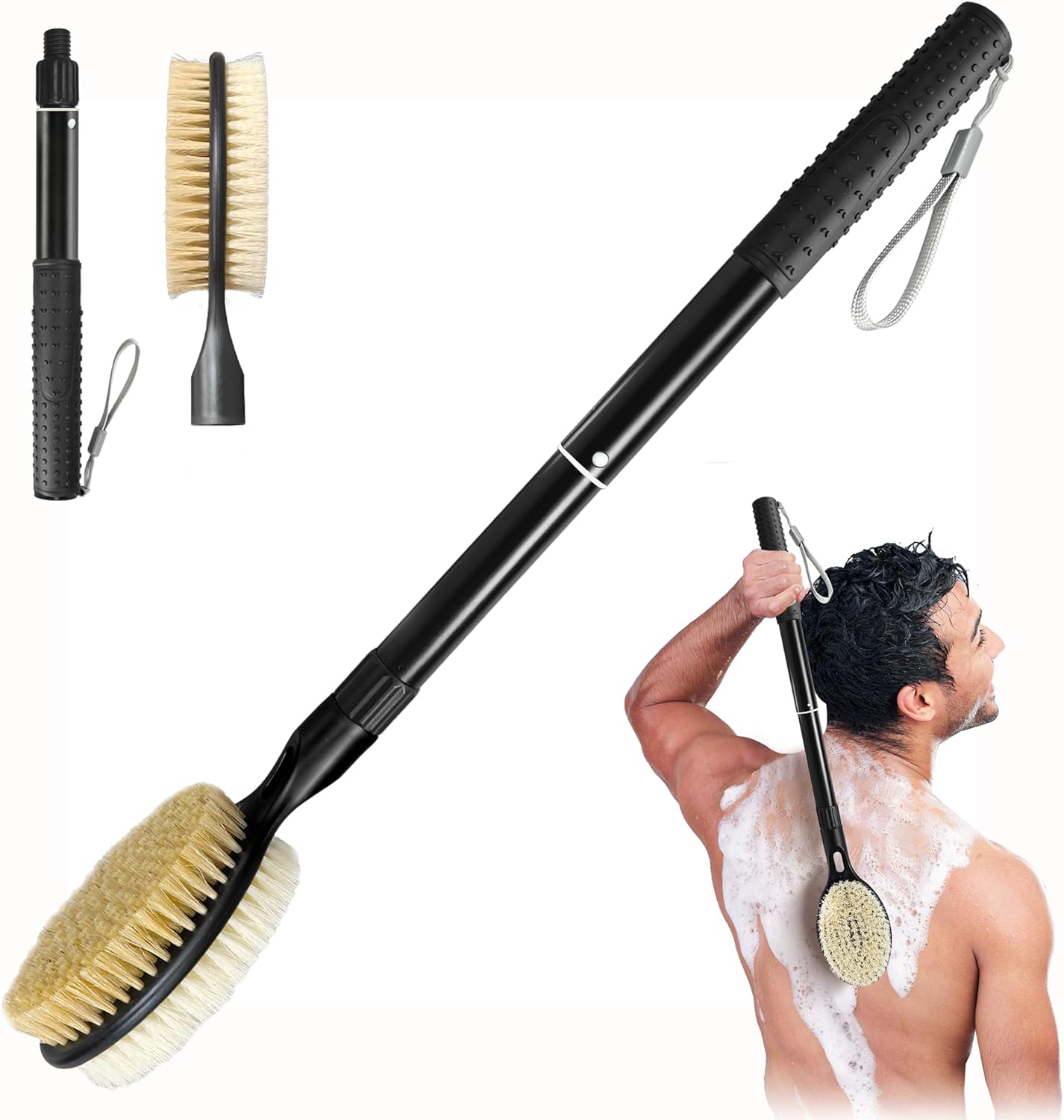 

Scrubber with Soft and Stiff Bristles, 17 -25 Long Handle Dual-Sided Shower Brush for Body for Deep Cleaning United States