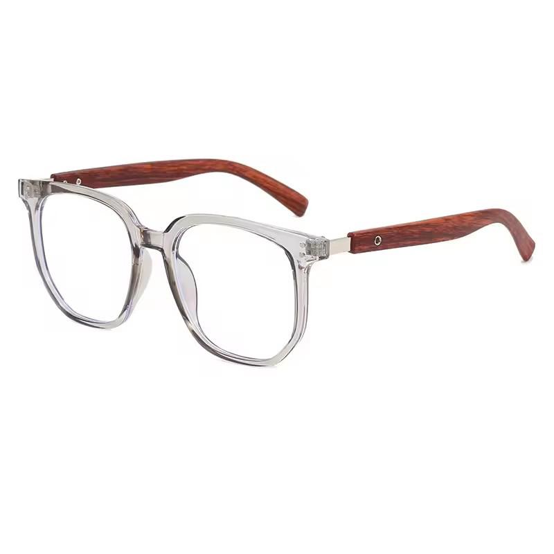 Large Frame Wooden Grain Leg Glasses TR Anti Blue Light Eyewear Unisex Classic Square Computer Eyeglasses