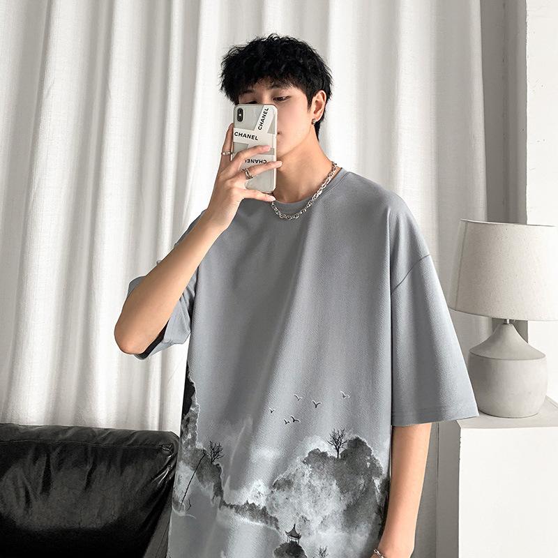 

Мужская футболка с коротким рукавом, свободная летняя футболка с круглым вырезом и коротким рукавом XXXXL