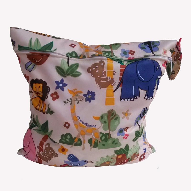 Baby Cartoon Print Diaper Bag With Zipper And Polyester Storage For New Parents