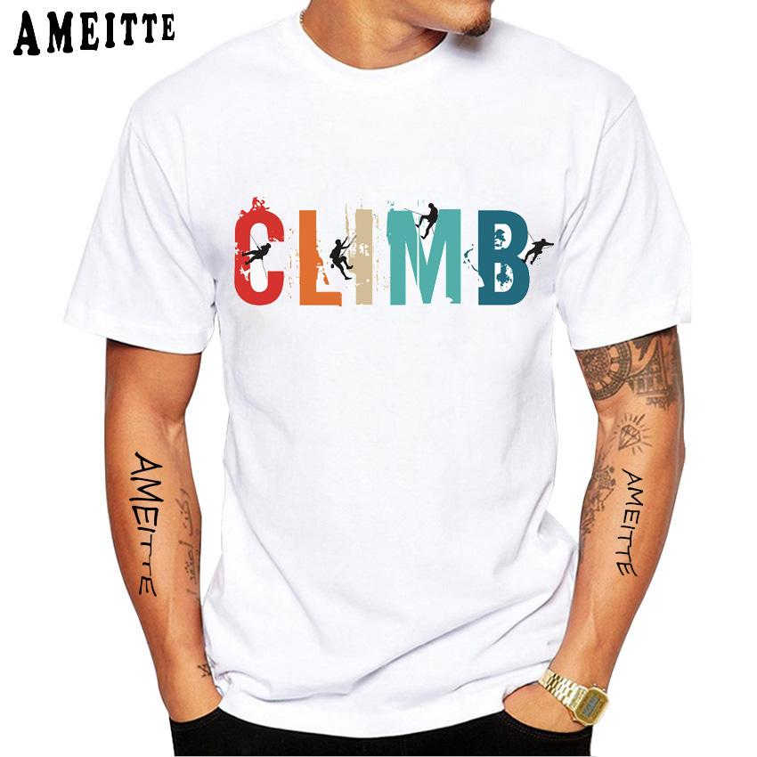 Rock Climbing Climber Funny 3d Print Classic Men T-Shirt New Men Short Sleeve Summer Sport White Casual Tees Hip Hop Tops