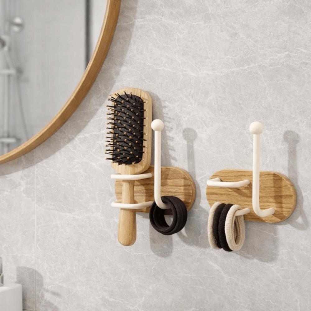 2 Pieces Multi-functional Wall Mounted Hair Tie Storage Rack Rust-proof Waterproof Hair Tie Hook Iron Retro Comb Stand Shower