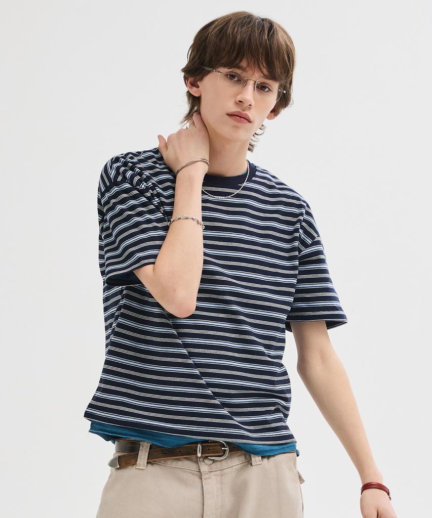LEIRE Essential Striped Crop T-Shirt [Multi Navy St]