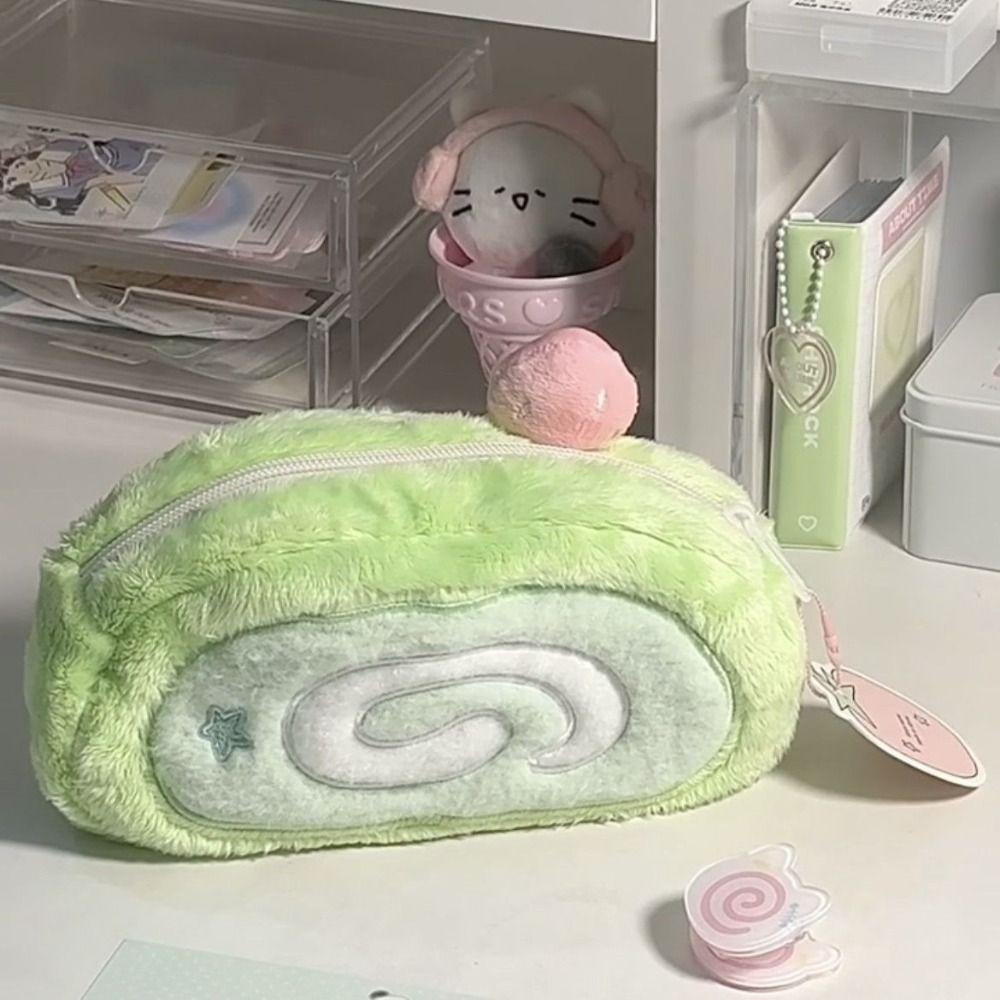 Storage Pencil Pouch Cute Swiss Roll Pencil Case Versatile Pencil Bag  Desktop