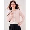 Pink Patchwork Bow Tie Knit Sweater for Autumn/Winter 2026