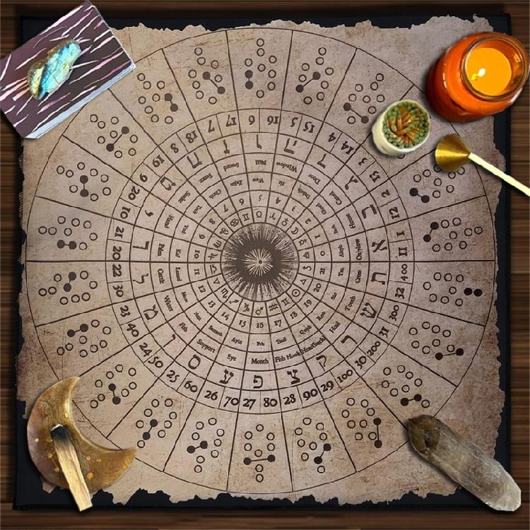 Symbol Pattern Astrology Tablecloth Altars Cloth Square Divinations Card Table Cloth Witchcrafts Deck Cloth Enduring