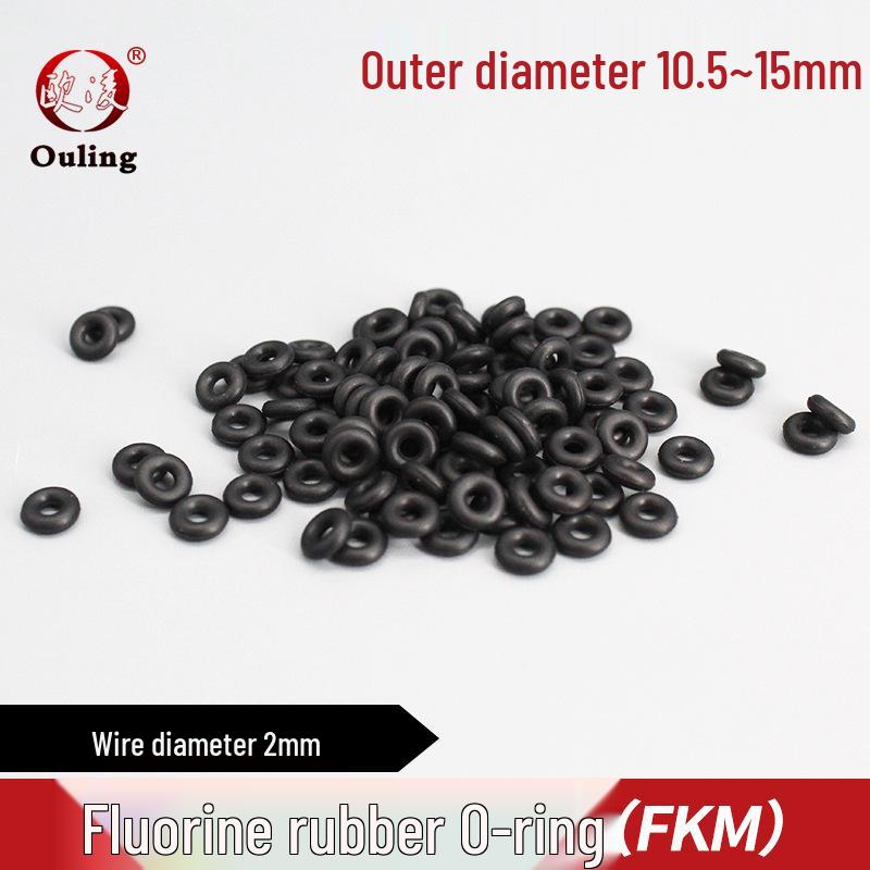 Black FKM O-ring, Outer Diameters: 10.5/11/11.5/12/12.5/13/14/15mm, Cross-section: 2mm 10.5mm OD (10 pcs) Black FKM O-ring