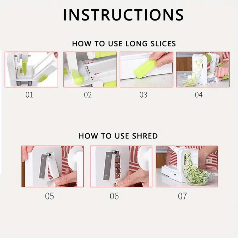 Manual Vegetable Spiralizer 4 Blades Vegetable Slicer Easy to Clean Hand Crank Grater  Fruit