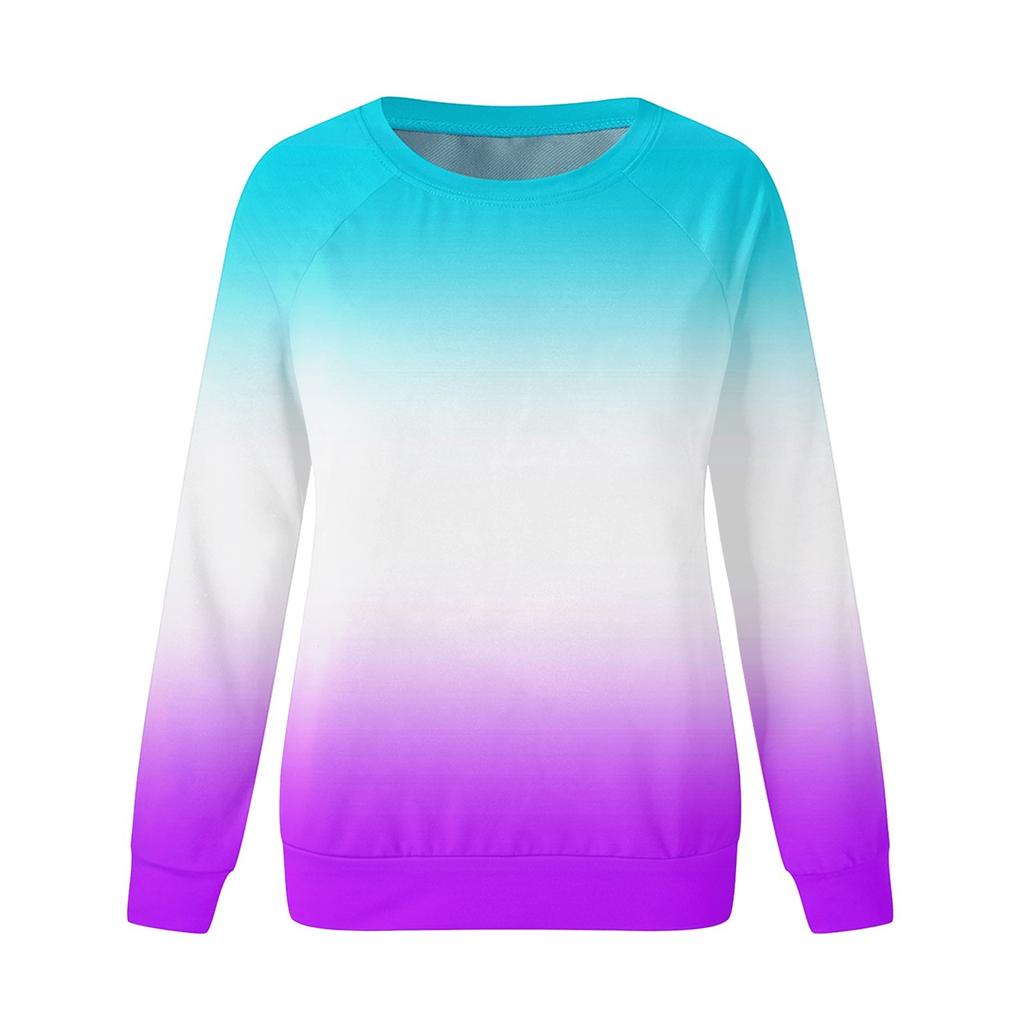 Damen Rundhals-Oberteile Baumwolle Damen Casual Fashion Print Langarm O-Ausschnitt Pullover Top Bluse