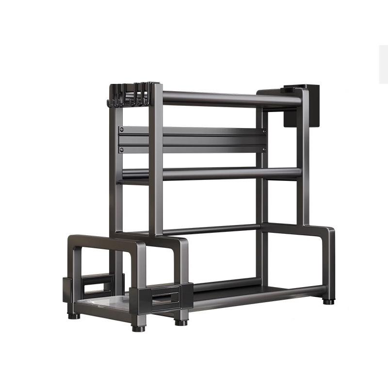 Gun Gray Kitchen Countertop Condiment and Utensil Storage Rack - Includes Knife Holder, Chopstick Tube, and Cutting Board Rack.