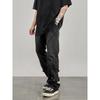 Black of Exit Chinese-Style Three-Dimensional Cut Patchwork Jeans for Men, American-Style Distressed Straight-Leg Loose Lumberjack Pants