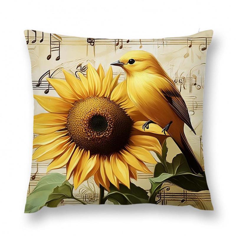 New Flower And Bird Pillow Cover Fresh Home Living Room Sofa Bed And Breakfast Bay Window Cushion Cover Premium