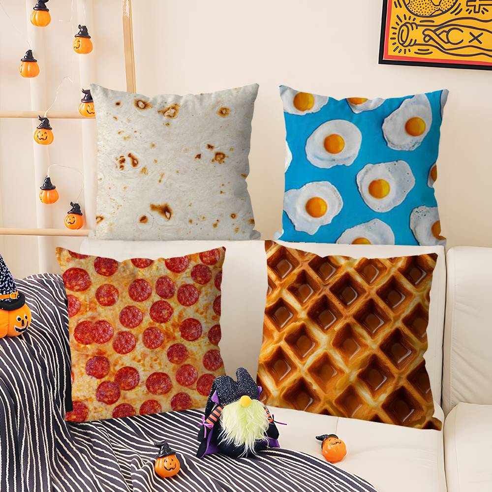 Funny Pillow Food Fried Egg Case Home Dorm Chair Back Short Plush Double-Sided Printing Office Nap Time Cushion Cover