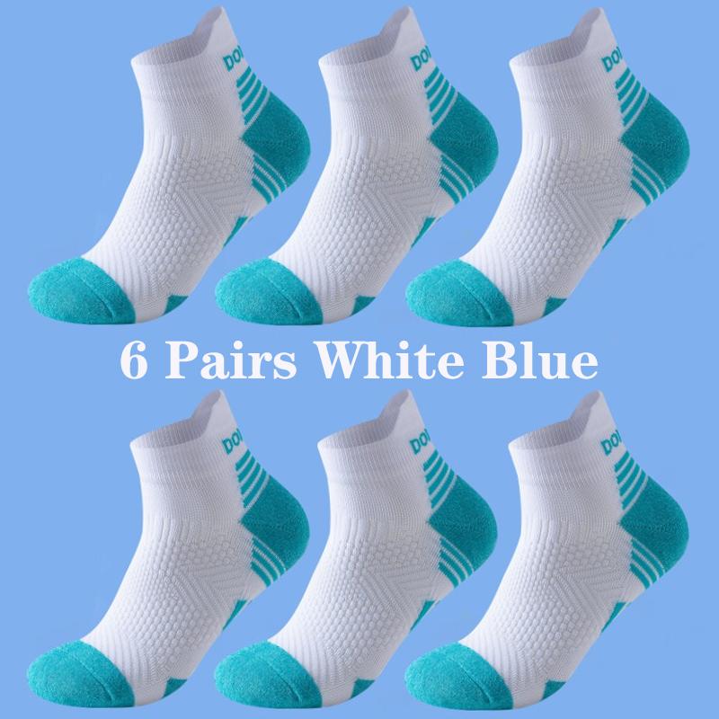 6 Pairs Marathon Running Sock Men Women Professional Sport Ankle Socks for Marathon Fitness Thickened Cushioned Tube Short Socks