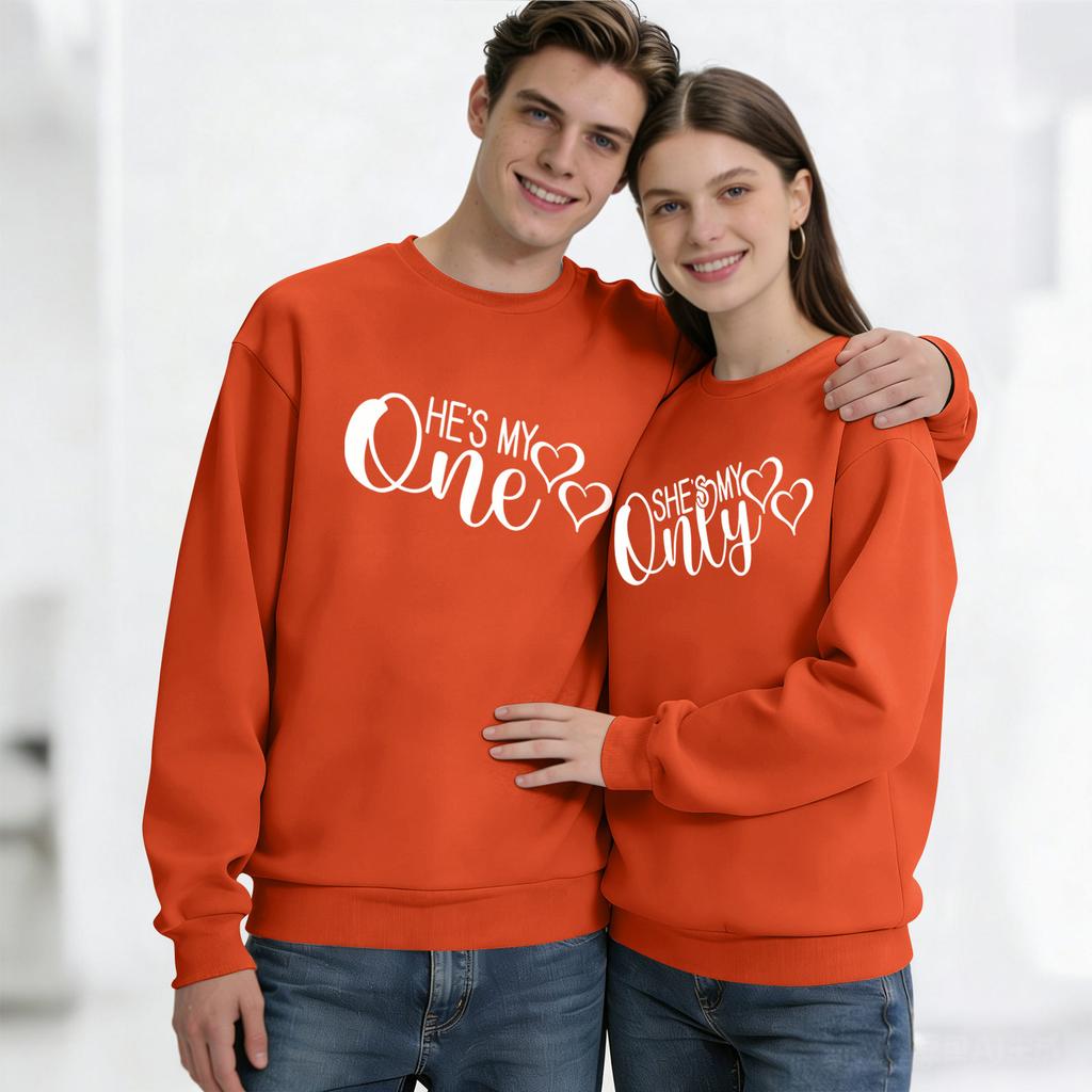Men's Round Neck Long Sleeve Top, Unisex, Couple Casual Sports Top Set