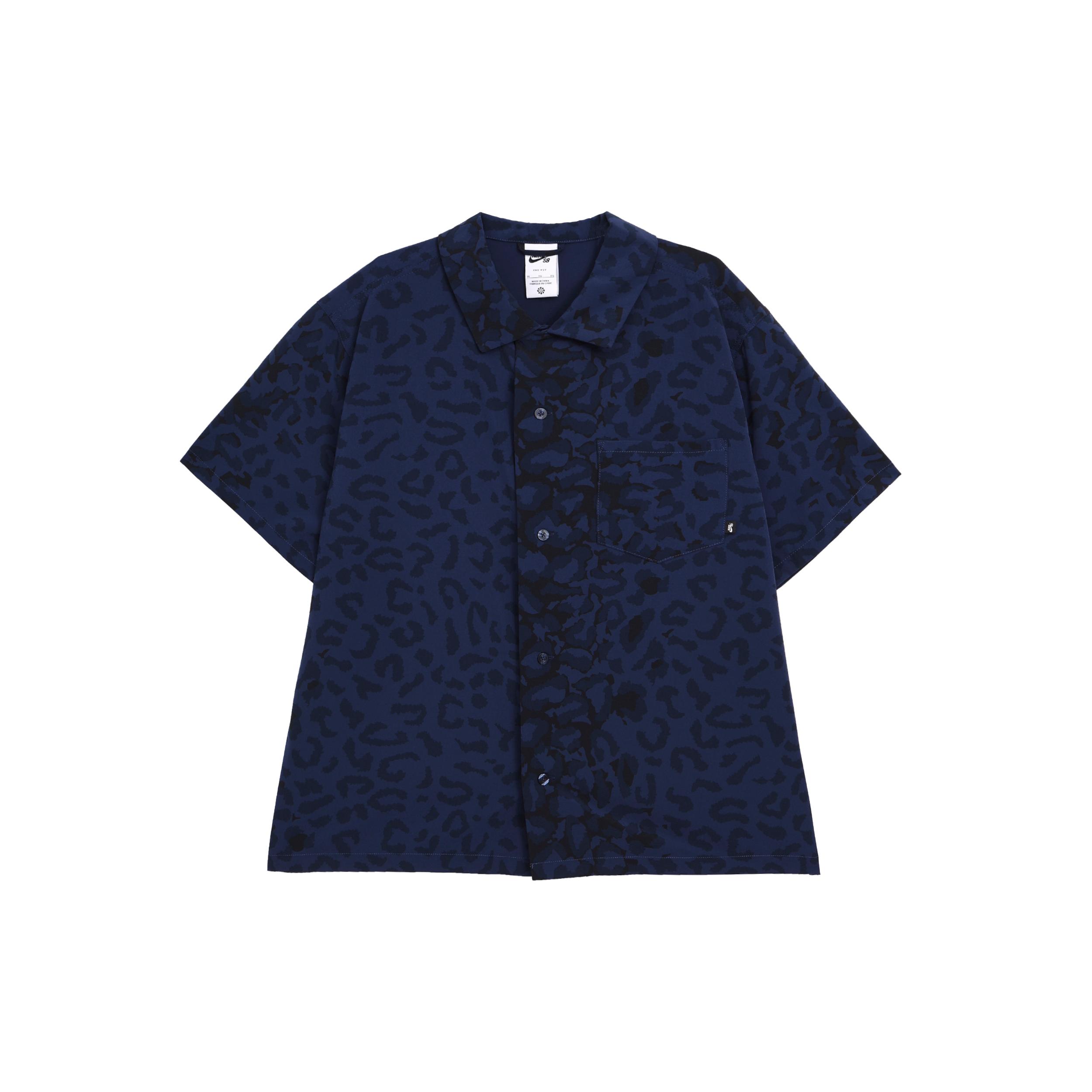 

New Nike SB SS24 Print Bowler Short Sleeve Button Down Skate Top Shirt Unisex Midnight Marine Blue FN2596-410 XL