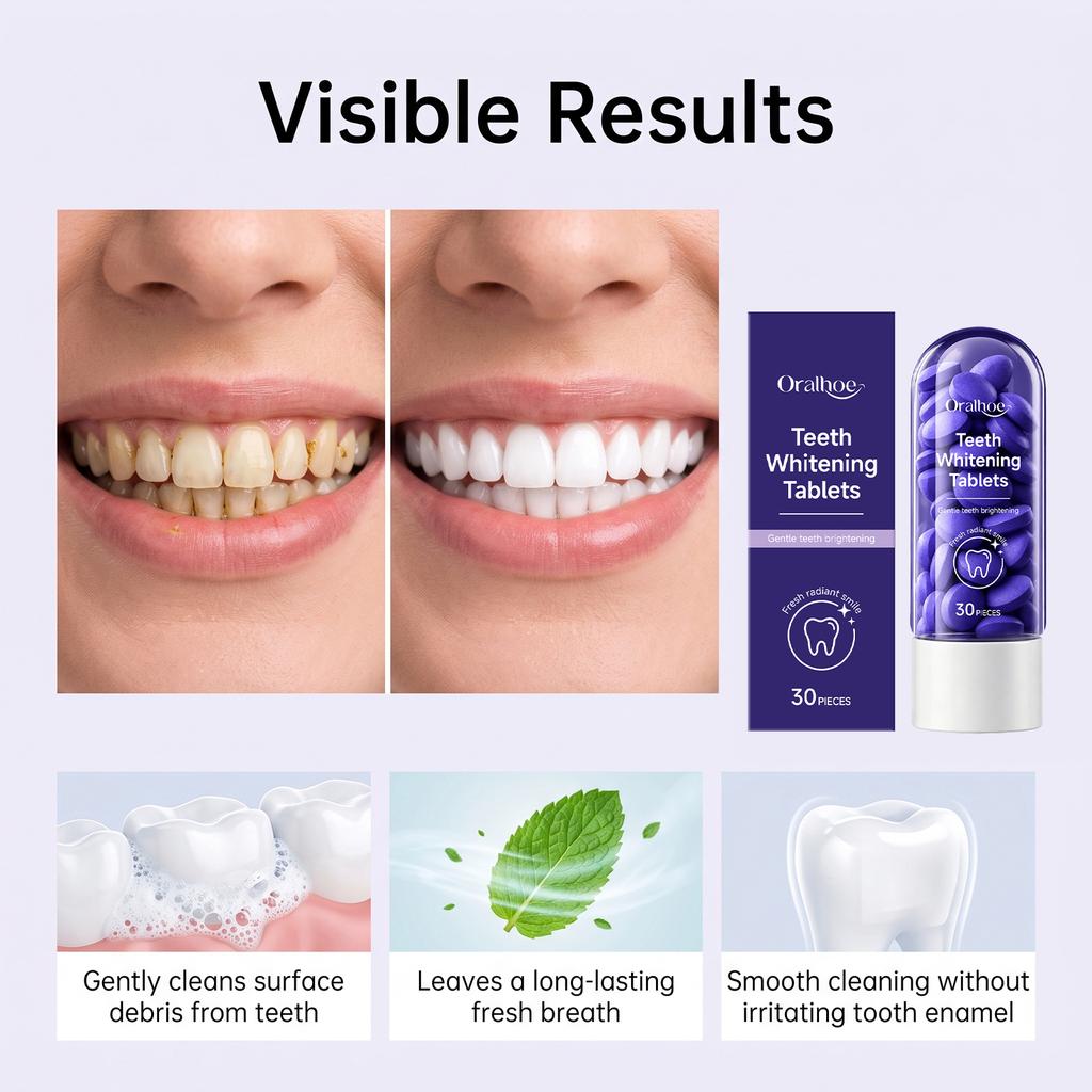 Purple Chewable Toothpaste Tablets Teeth Cleaning Fresh Breath Portable Travel Camping Oral Care Zero Leakage Family Daily Dental Gift