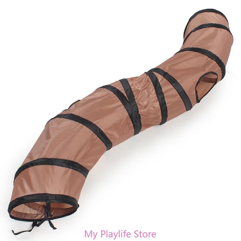 Collapsible Cat Tunnel Spring Tube 2 Holes S Shape Tunnels Toy Relieve Boredom for Indoor Kitten Rabbits Puppies