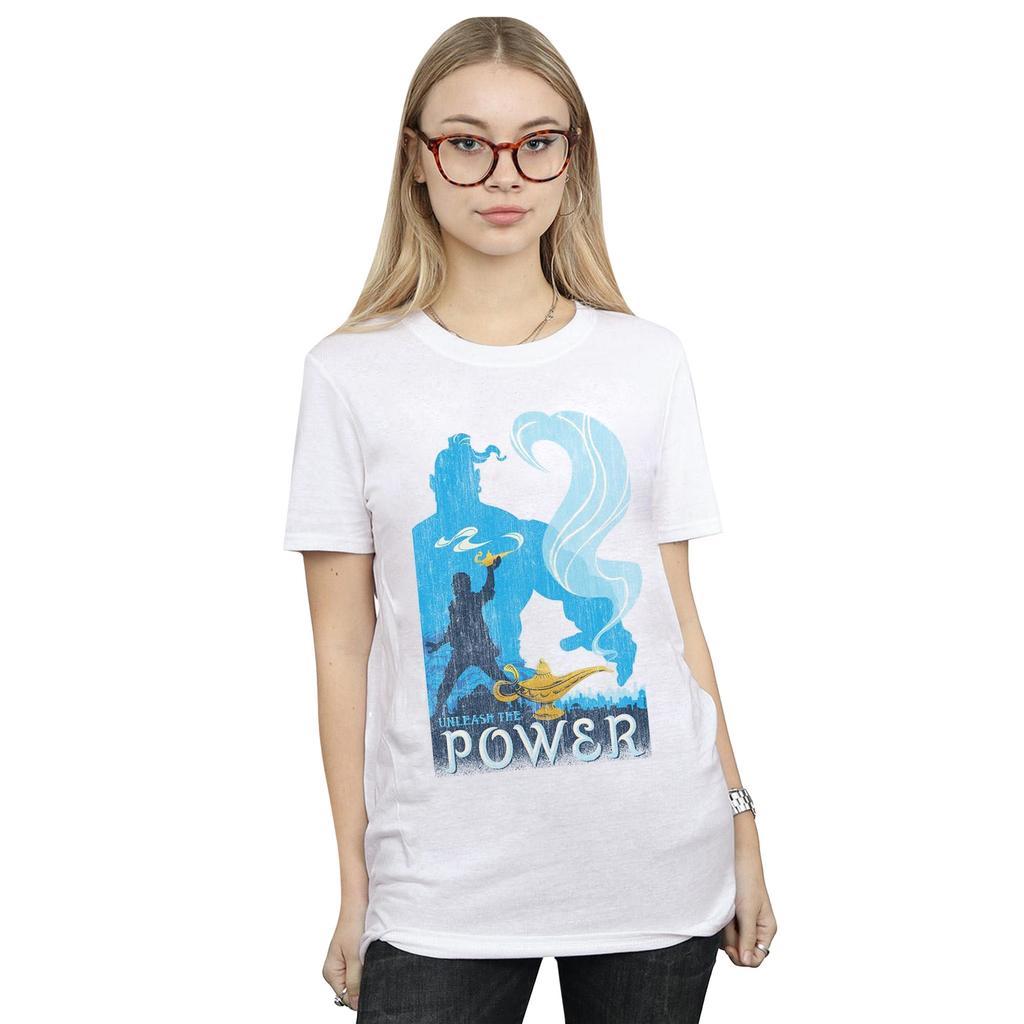 Disney Womens/Ladies Aladdin Movie Unleash The Power Cotton Boyfriend T-Shirt
