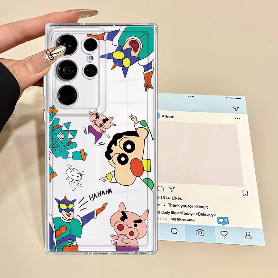 Cartoon Crayons Shinchan Phone Cover Case for Samsung Galaxy Note 20 Ultra 10 S22 FE S21 S24 S25 Edge S20 Plus S23 Ultra S26
