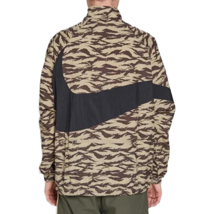 Nike Logo Stand Collar Long Sleeve Jacket Men Jackets Brown AO0862-235