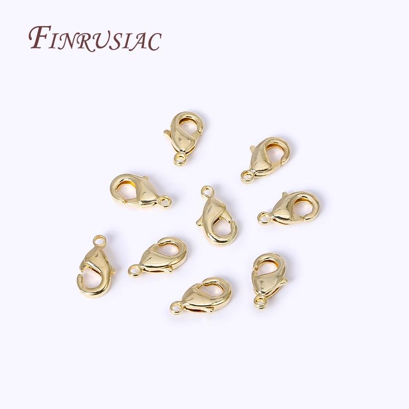 Fermoirs mousqueton plaqués or 18 carats 10 mm/12 mm pour la fabrication de colliers, bracelets et bijoux DIY Vente en gros 10/20/30 pièces/lot