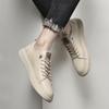 Fashion New Men Fashion Casual Shoes Summer Genuine Leather Youth Trending Breathable Beige White Sneakers Male Leisure Skate Shoes Male