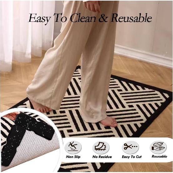 Rug Gripper for Hardwood Floors Non Silp Rug Corner Grippers Carpet Tape for Area Rugs Reble and Washable Rug Tape Hardwood Floor No Damage 4 Pcs