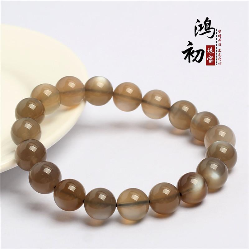 

Hongchu Crystal Natural Milk Tea Moonstone Bracelet Coffee Moonstone Single-Strand Bracelet 7MM Single Circle