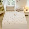 Embroidered Quilted Soybean Cotton Dustproof Non-Slip Fitted Sheet – Skin-Friendly & Soft Bed Cover