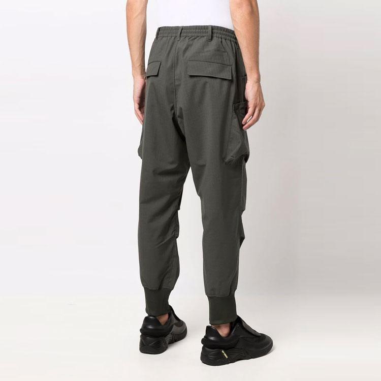 Y-3 FW21 Multi-Pocket Drawstring Cuffed Casual Pants Men pants Green HB3427