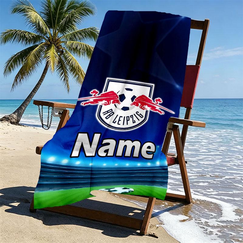 Custom Name Personalized RB Leipzig Print Beach Towel, for Trip Camping Beach Party Home Decor, Birthday Gift for Family & Friends