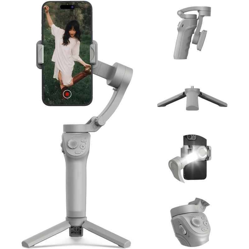 

1 комплект стабилизатора телефона с защитой от сотрясений, складной стабилизатор головы со штативом для смартфонов, 3-осевой ручной стабилизатор для фотосъемки в режиме реального времени с отслеживанием лица