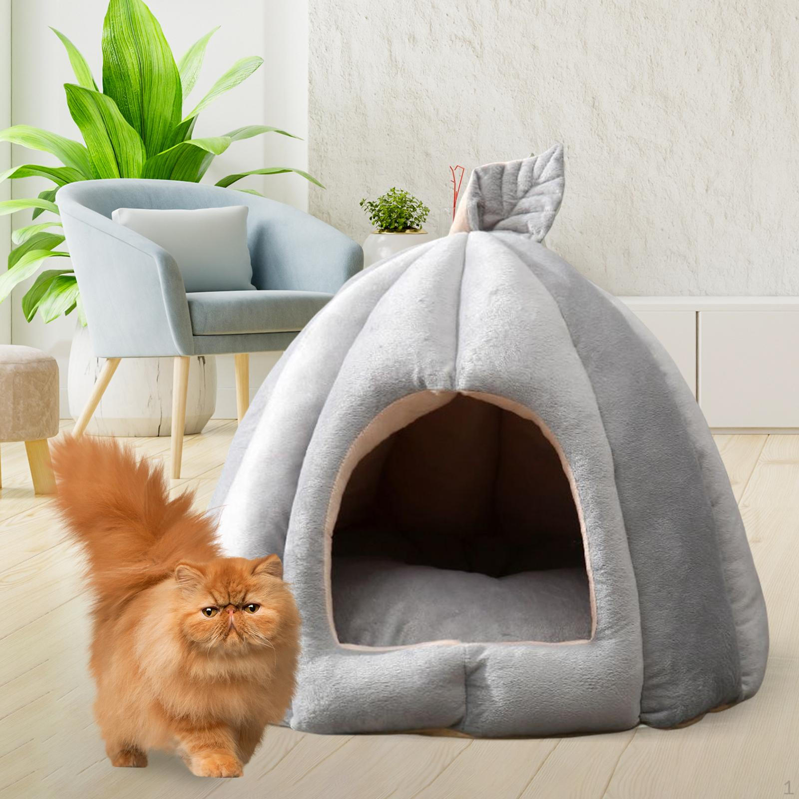 

Cat Warm House Dog Tent Nest Removable Cushion Cave Pet Bed for Indoor Cats Gray 35x35x35cm
