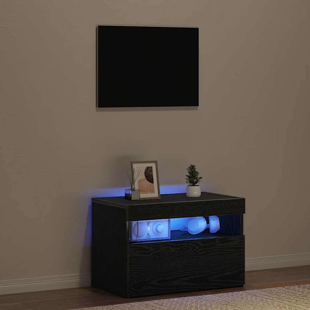 Mobile TV effetto Rovere Nero 60 x 35 x 40 cm Legno Ingegnerizzato