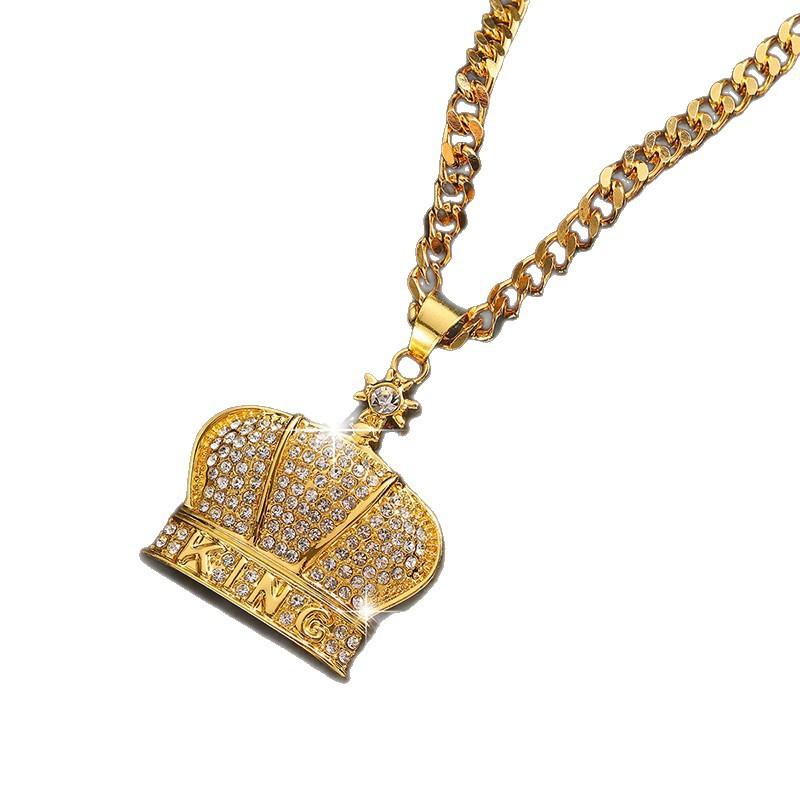 Popular Zinc Alloy Pendant Necklace for Men's Fashion Nightclub Trendy Hip-Hop King Letter