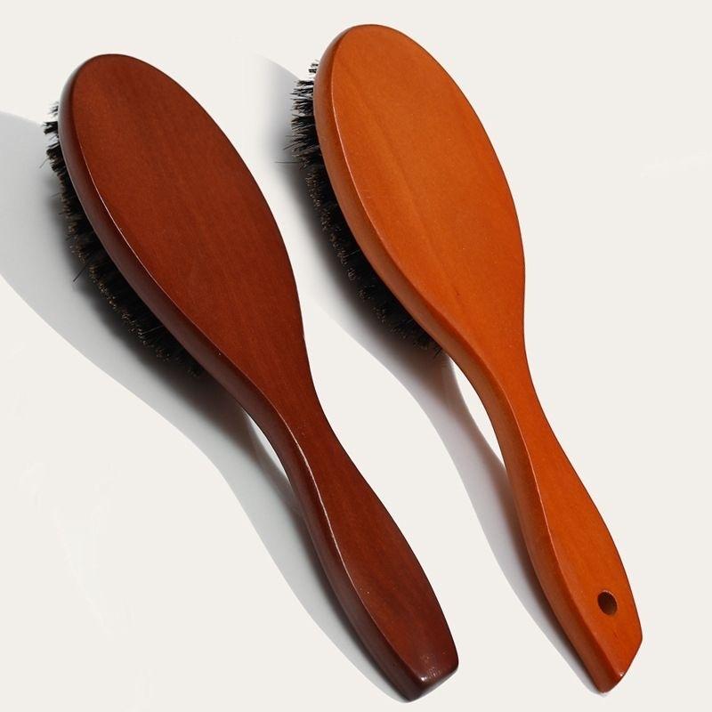 Brosse à Cheveux Ovales en Poils de Sanglier Naturels Antistatique Peigne de Coiffure Peigne Styleur Bois Brosse à Cheveux Femme