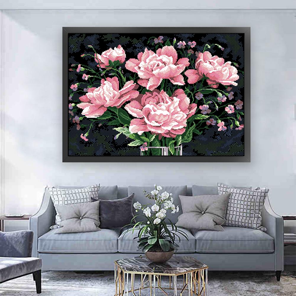 Kit Fai da Te Ricamo Completo Fiore Perline 9CT per Decorazione Soggiorno Camera da Letto