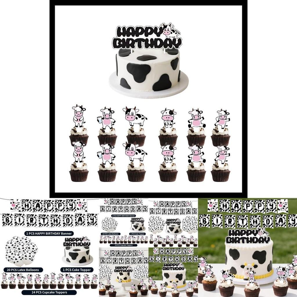 Farm Cow Birthday Party Decorations Set With Banners Balloons And Flags For Celebrations