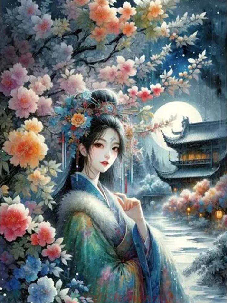 2024 Diamond Painting Set Chinese Ancient Style Beauty Diy Embroidery Mosaic Women's Portrait Cross Embroidery Home Decoration