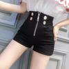 Women's High Waist Black Stretch Shorts - 2024 New Design, Zip, Casual & Versatile