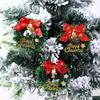 Mini Christmas Wreath Decoration with Bells and Ribbon Holiday Ornaments for Tree Gift Home Decor Merry Christmas Accessory