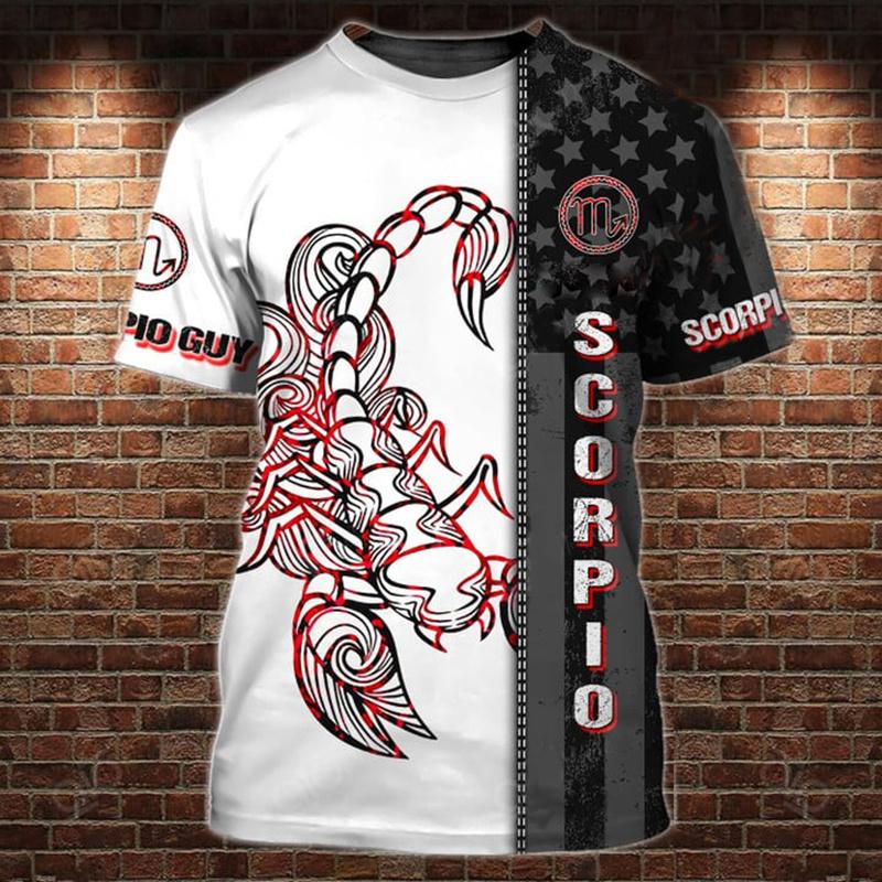 3D Printed Scorpion T Shirt For Men Cool Animal Pattern Tees Summer Casual Short Sleeves O-Neck Tops Street Loose T-Shirts