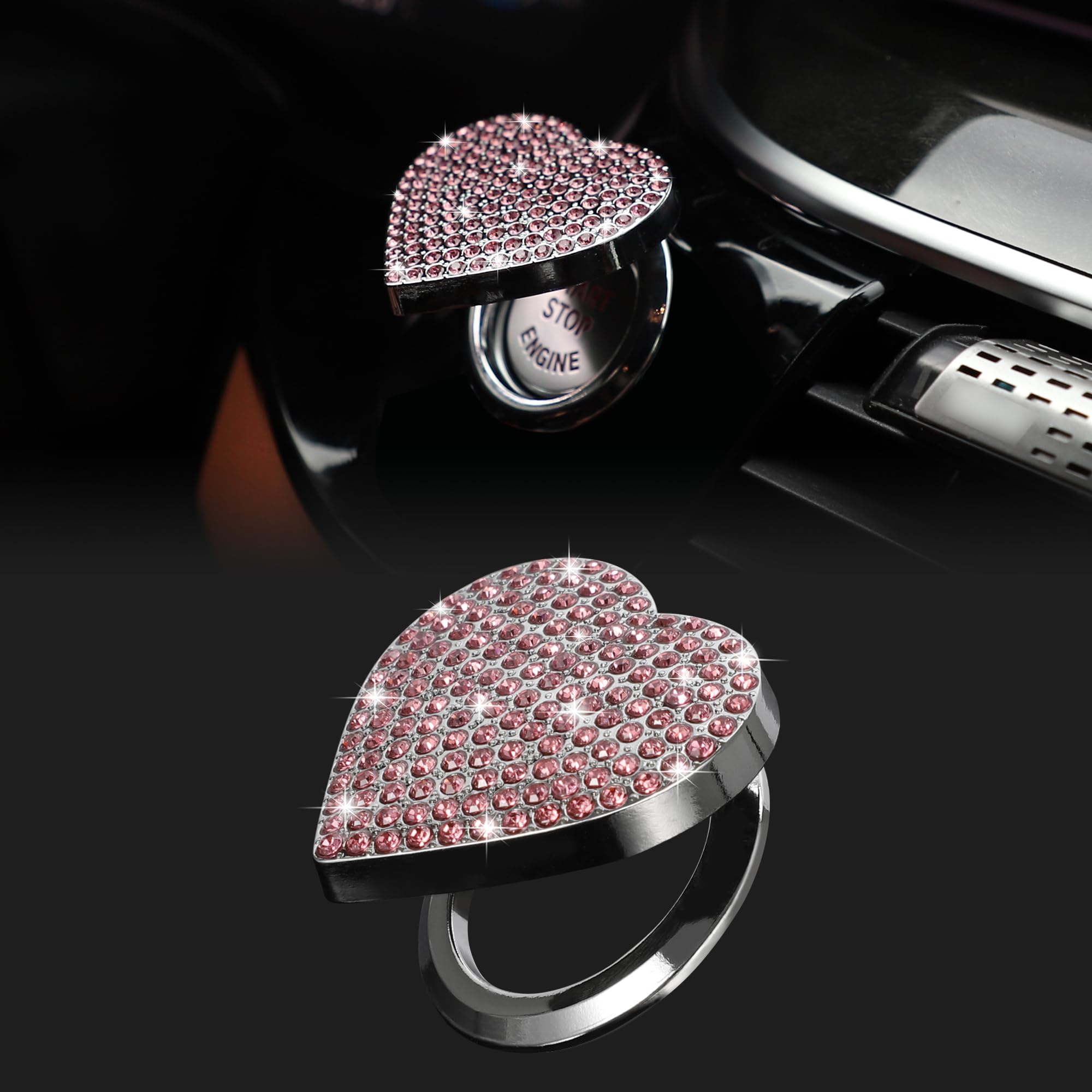 

TOMALL Bling Car Engine Start Button Cover Diamond Interior Crystal Push Start Button Ring розовый